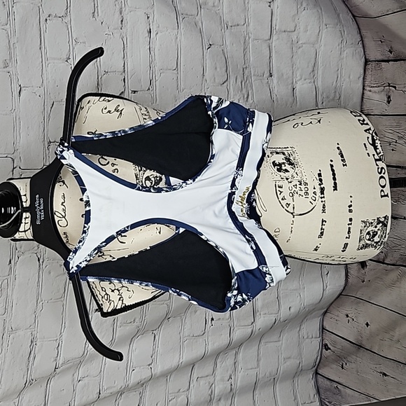 Sam Edelman Navy/White Floral Print Sports Bra Size Medium - Picture 4 of 7